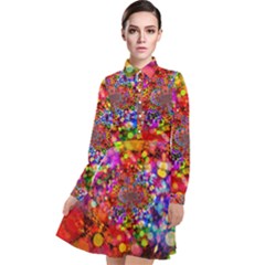 Bokeh Color Light Points Pattern Long Sleeve Chiffon Shirt Dress by Wegoenart