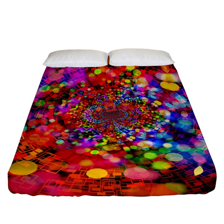 Bokeh Color Light Points Pattern Fitted Sheet (California King Size)