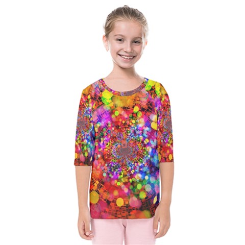 Bokeh Color Light Points Pattern Kids  Quarter Sleeve Raglan Tee by Wegoenart