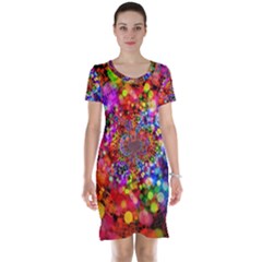 Bokeh Color Light Points Pattern Short Sleeve Nightdress by Wegoenart