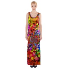 Bokeh Color Light Points Pattern Thigh Split Maxi Dress by Wegoenart