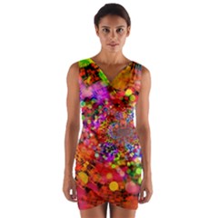 Bokeh Color Light Points Pattern Wrap Front Bodycon Dress by Wegoenart