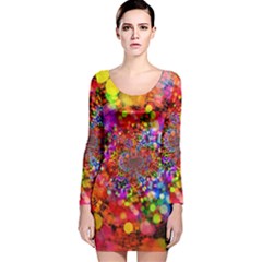 Bokeh Color Light Points Pattern Long Sleeve Velvet Bodycon Dress by Wegoenart