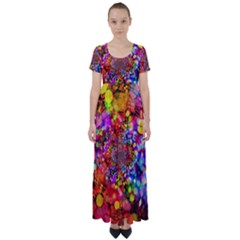 Bokeh Color Light Points Pattern High Waist Short Sleeve Maxi Dress by Wegoenart