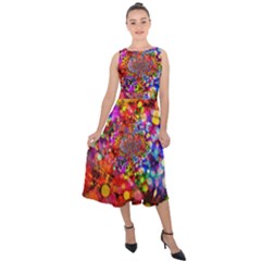 Bokeh Color Light Points Pattern Midi Tie-back Chiffon Dress by Wegoenart