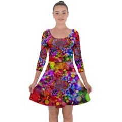 Bokeh Color Light Points Pattern Quarter Sleeve Skater Dress by Wegoenart