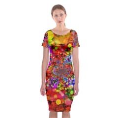 Bokeh Color Light Points Pattern Classic Short Sleeve Midi Dress by Wegoenart