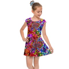 Bokeh Color Light Points Pattern Kids  Cap Sleeve Dress by Wegoenart