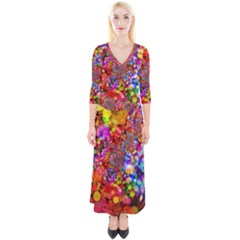 Bokeh Color Light Points Pattern Quarter Sleeve Wrap Maxi Dress by Wegoenart