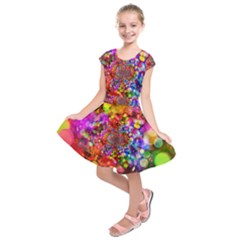 Bokeh Color Light Points Pattern Kids  Short Sleeve Dress by Wegoenart