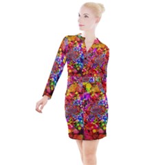 Bokeh Color Light Points Pattern Button Long Sleeve Dress by Wegoenart