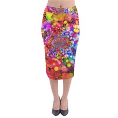 Bokeh Color Light Points Pattern Velvet Midi Pencil Skirt by Wegoenart