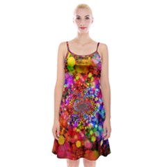 Bokeh Color Light Points Pattern Spaghetti Strap Velvet Dress by Wegoenart