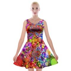 Bokeh Color Light Points Pattern Velvet Skater Dress by Wegoenart