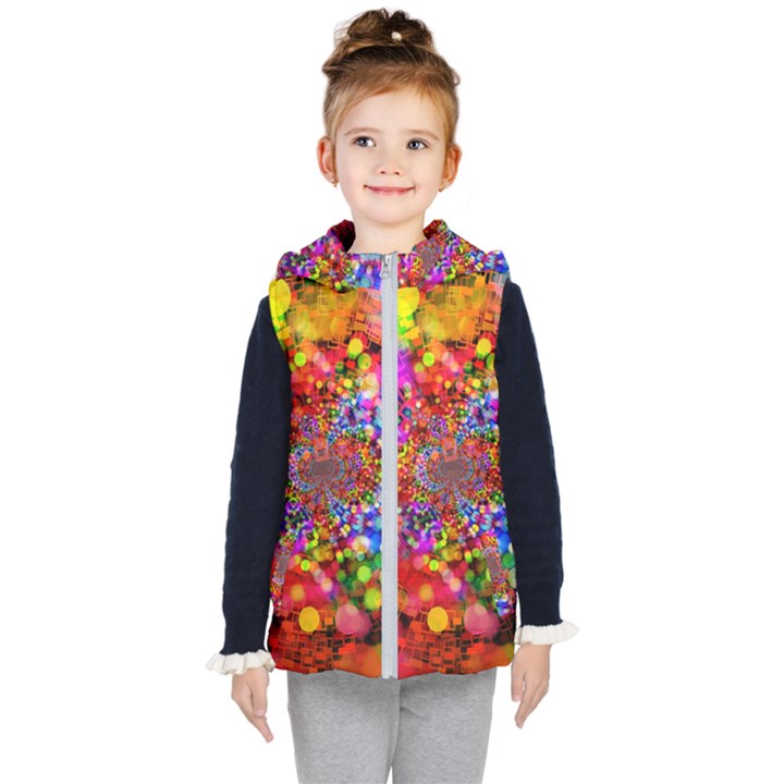 Bokeh Color Light Points Pattern Kids  Hooded Puffer Vest