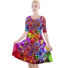 Bokeh Color Light Points Pattern Quarter Sleeve A-line Dress by Wegoenart