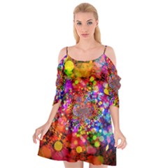 Bokeh Color Light Points Pattern Cutout Spaghetti Strap Chiffon Dress by Wegoenart