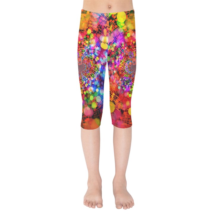 Bokeh Color Light Points Pattern Kids  Capri Leggings 