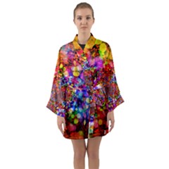 Bokeh Color Light Points Pattern Long Sleeve Satin Kimono by Wegoenart