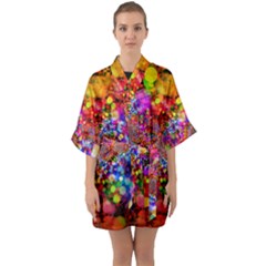 Bokeh Color Light Points Pattern Half Sleeve Satin Kimono  by Wegoenart