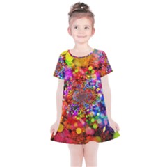 Bokeh Color Light Points Pattern Kids  Simple Cotton Dress by Wegoenart