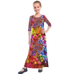 Bokeh Color Light Points Pattern Kids  Quarter Sleeve Maxi Dress by Wegoenart