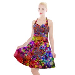 Bokeh Color Light Points Pattern Halter Party Swing Dress  by Wegoenart