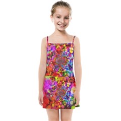 Bokeh Color Light Points Pattern Kids  Summer Sun Dress by Wegoenart