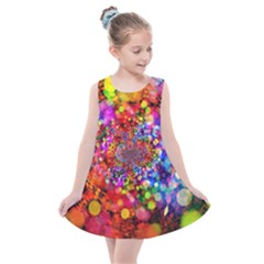 Bokeh Color Light Points Pattern Kids  Summer Dress by Wegoenart