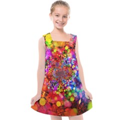 Bokeh Color Light Points Pattern Kids  Cross Back Dress by Wegoenart