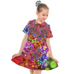 Bokeh Color Light Points Pattern Kids  Short Sleeve Shirt Dress by Wegoenart