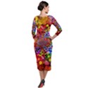 Bokeh Color Light Points Pattern Quarter Sleeve Midi Velour Bodycon Dress View2