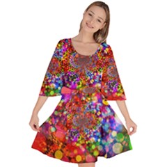 Bokeh Color Light Points Pattern Velour Kimono Dress by Wegoenart