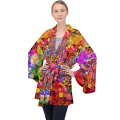 Bokeh Color Light Points Pattern Long Sleeve Velvet Kimono  by Wegoenart