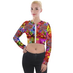 Bokeh Color Light Points Pattern Long Sleeve Cropped Velvet Jacket by Wegoenart