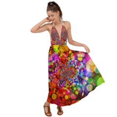 Bokeh Color Light Points Pattern Backless Maxi Beach Dress