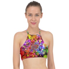 Bokeh Color Light Points Pattern Racer Front Bikini Top