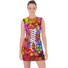 Bokeh Color Light Points Pattern Lace Up Front Bodycon Dress by Wegoenart