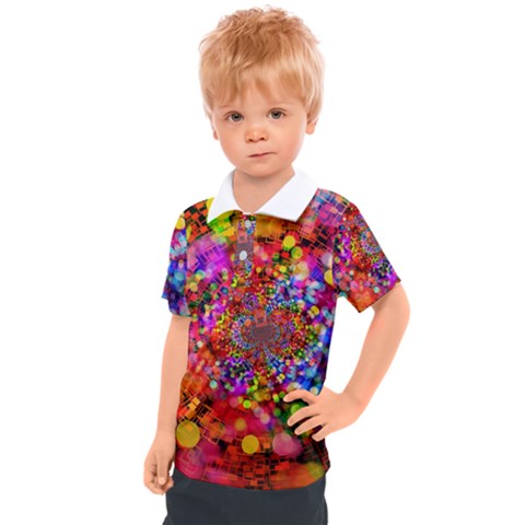 Bokeh Color Light Points Pattern Kids  Polo Tee by Wegoenart