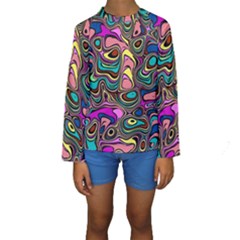 Bending Turn Distort Wave Modern Kids  Long Sleeve Swimwear by Wegoenart