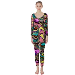 Bending Turn Distort Wave Modern Long Sleeve Catsuit by Wegoenart