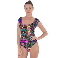 Bending Turn Distort Wave Modern Short Sleeve Leotard 