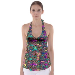 Bending Turn Distort Wave Modern Babydoll Tankini Top by Wegoenart