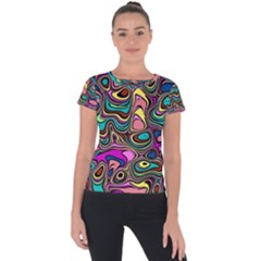 Bending Turn Distort Wave Modern Short Sleeve Sports Top  by Wegoenart