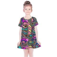 Bending Turn Distort Wave Modern Kids  Simple Cotton Dress