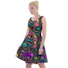 Bending Turn Distort Wave Modern Knee Length Skater Dress