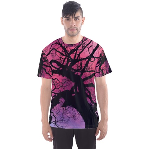 Trees Silhouette Sky Clouds Sunset Men s Sports Mesh Tee by Wegoenart