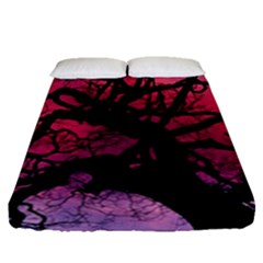 Trees Silhouette Sky Clouds Sunset Fitted Sheet (queen Size) by Wegoenart