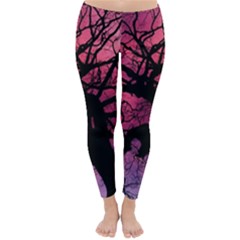 Trees Silhouette Sky Clouds Sunset Classic Winter Leggings by Wegoenart