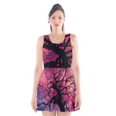 Trees Silhouette Sky Clouds Sunset Scoop Neck Skater Dress by Wegoenart